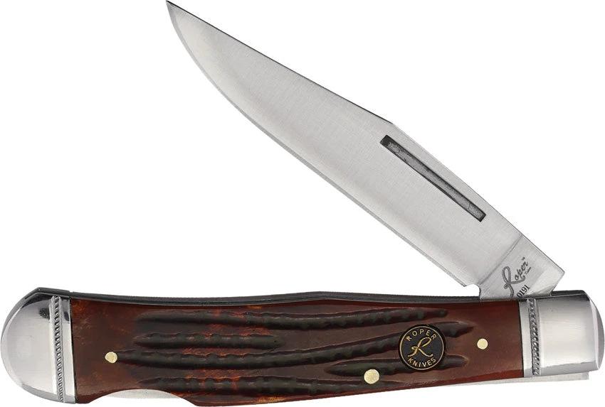Roper Knives Lockback Trapper Brown Bone RP0005CBB by Roper Knives