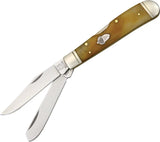 Rough Rider Lockback Trapper Knife 440 Stainless Clip and Spey Blades Tobacco Smooth Bone Handle For Outdoorsmen by Rough Rider
