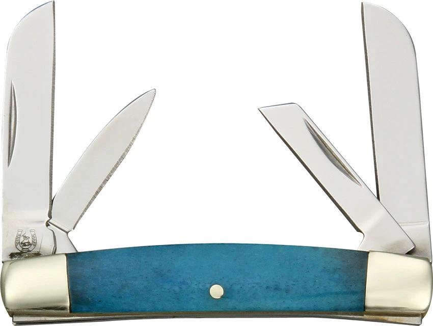 Rough Rider Tiny Congress Knife Turquoise 2 Inch Closed Stainless Twin Sheepsfoot Pen Coping Blades For EDC Collectors by Rough Rider