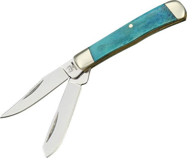 Rough Rider Tiny Trapper Knife 2in Closed Compact Green Bone Handle With Clip And Spey Blades For Everyday Carry by Rough Rider