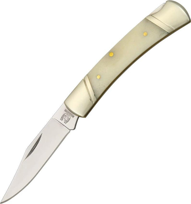 Rough Rider Lockback Knife KA19 White Bone Handle 440 Stainless Clip Point for Collectors by Rough Rider