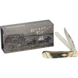 Rough Rider Trapper Buckshot Bone Knife for Collectors, Premium Stainless Steel Blades, 4.13 Inch Closed, Inlay Shield by Rough Rider