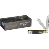 Rough Rider Trapper Buckshot Bone Knife for Collectors, Premium Stainless Steel Blades, 4.13 Inch Closed, Inlay Shield by Rough Rider