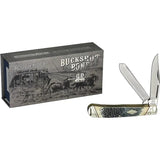Rough Rider Trapper Buckshot Bone Knife - Premium Stainless Steel Blades For Collectors, 4.13 Inch Closed, Inlay Shield by Rough Rider