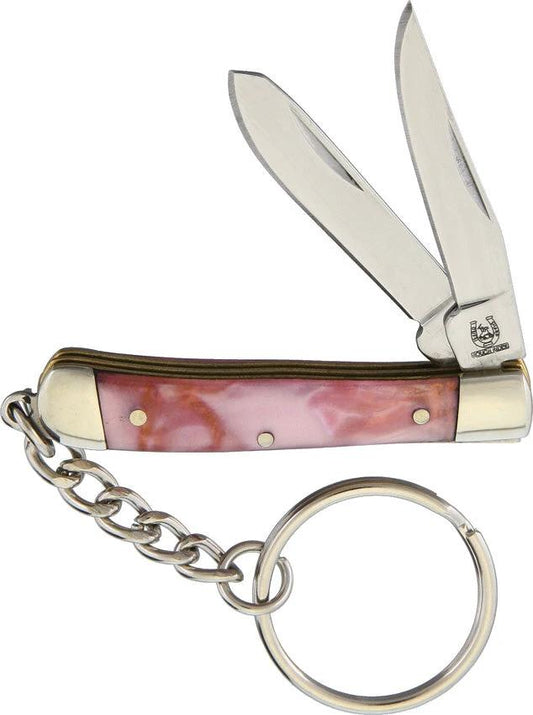 Rough Rider Mini Trapper Knife Keychain Pink Mirror Finish Stainless Clip Spey Blades Gift For Collectors by Rough Rider