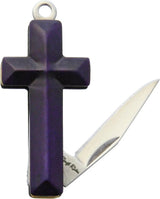 Rough Rider Cross Knife Purple Smooth Bone Satin Clip Point Blade EDC Pocket Knife by Rough Rider