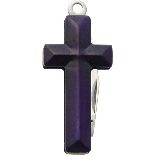 Rough Rider Cross Knife Purple Smooth Bone Satin Clip Point Blade EDC Pocket Knife by Rough Rider