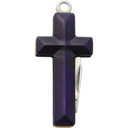 Rough Rider Cross Knife Purple Smooth Bone Satin Clip Point Blade EDC Pocket Knife by Rough Rider