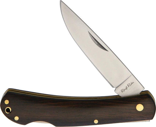 Rough Rider Work Knife Blackwood Tradesmen Large 4 Inch Closed 3 Inch Satin Blade Lanyard Hole Boxed by Rough Rider