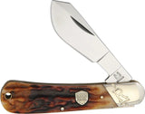 Rough Rider Brown Stag Bone Pocket Knife 4.13 Inch Closed Stainless Wide Belly Blade for Collectors by Rough Rider