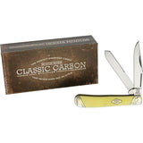 Rough Rider Trapper Classic Carbon Knife With 4.13 Inch Closed Mirror Carbon Steel Blades Yellow Handle Collectors EDC by Rough Rider