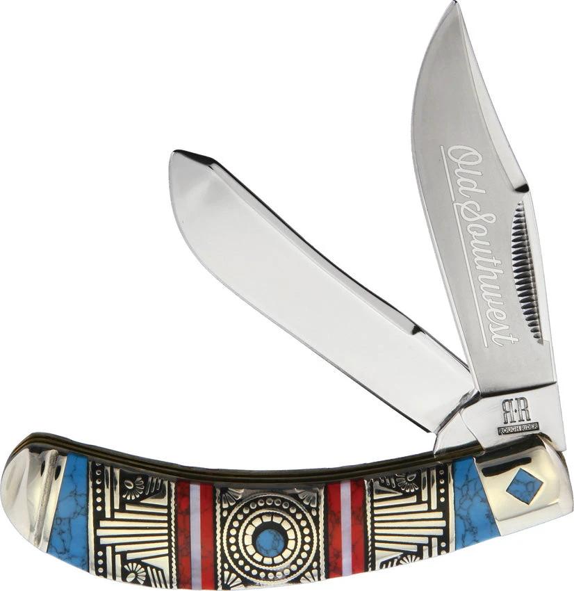 Rough Rider Old Southwest Bow Trapper Knife 4In Closed With Stainless Clip And Spey Blades Red Stone Handle Collectors by Rough Rider
