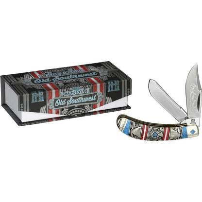 Rough Rider Old Southwest Bow Trapper Knife 4In Closed With Stainless Clip And Spey Blades Red Stone Handle Collectors by Rough Rider