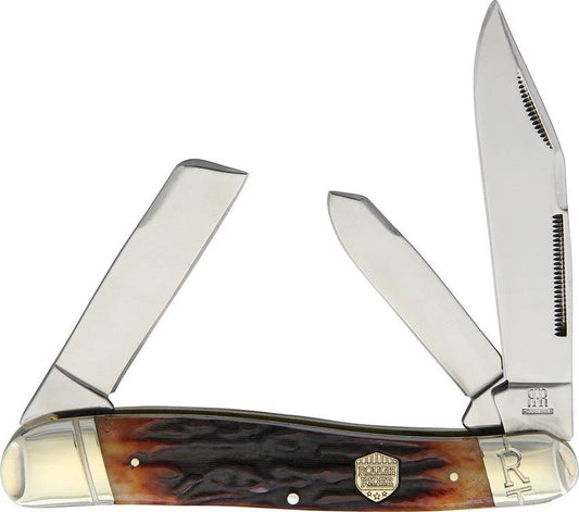 Rough Rider Lg Stockman Brown Stag Bone KC015R by Rough Rider