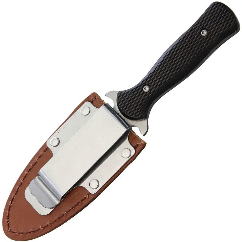 Rough Rider Boot Knife - 7 Inch Full Tang Satin 3.5 Inch Double-Edge Dagger Blade With Leather Sheath by Rough Rider