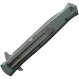 Rough Rider Stiletto Linerlock Knife 5 Inch Closed - Green Aluminum Handle With Gray Titanium Blade For Rugged EDC by Rough Rider