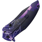 Rough Rider Galaxy Linerlock Knife With 3 In Clip Point Blade 420 Stainless Aluminum Handle Purple Storm Finish For EDC by Rough Rider