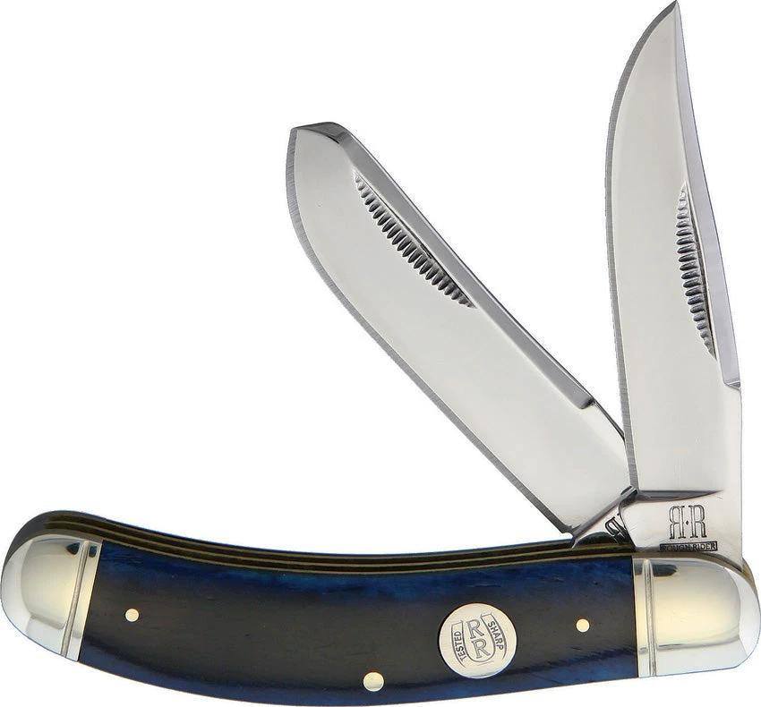 Rough Rider Sowbelly Trap Knife Blue Smooth Bone 3.75 In Clip Spey Blades For Collectors by Rough Rider