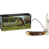 Rough Rider Equestrian Trapper Amber Bone Knife With Hoof Pick Mirror Finish Stainless Clip Blade For Riders 4.13 Inch by Rough Rider