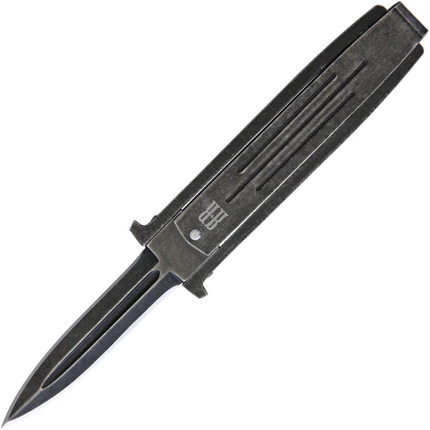 Rough Rider Swing Blade Knife RR1979 For Everyday Carry Rugged 3.75in Closed 2.5in Black Stonewash Blade by Rough Rider