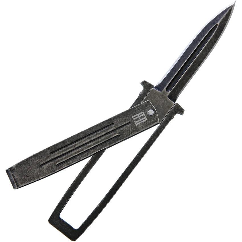 Rough Rider Swing Blade Knife RR1979 For Everyday Carry Rugged 3.75in Closed 2.5in Black Stonewash Blade by Rough Rider