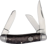 Rough Rider Midnight Ice Sowbelly Knife Triple Blade Clip Sheepsfoot Spey 3.75in Black Carbon Fiber For Collectors by Rough Rider