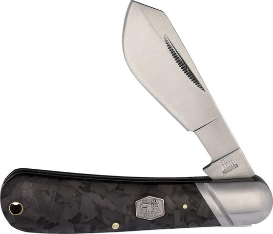 Rough Rider Midnight Ice Knife Premium EDC Ready Satin 440 Stainless Deep Belly Blade Carbon Fiber Handle Lanyard Hole by Rough Rider