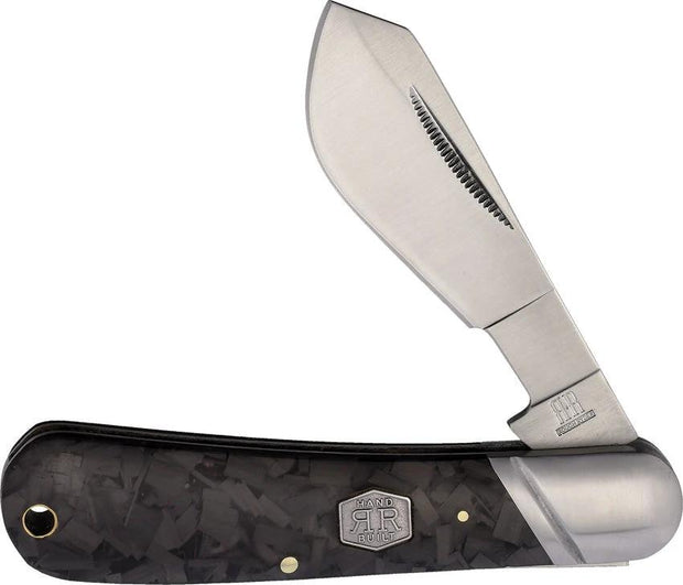 Rough Rider Midnight Ice Knife Premium EDC Ready Satin 440 Stainless Deep Belly Blade Carbon Fiber Handle Lanyard Hole by Rough Rider