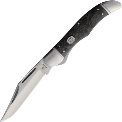Rough Rider Folding Hunter Midnight Ice Knife For Collectors With Satin Locking Blade And Shredded Carbon Fiber Handle by Rough Rider