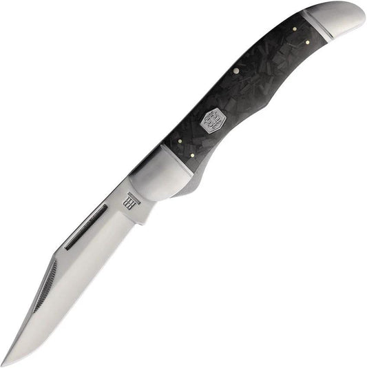 Rough Rider Folding Hunter Midnight Ice Knife For Collectors With Satin Locking Blade And Shredded Carbon Fiber Handle by Rough Rider
