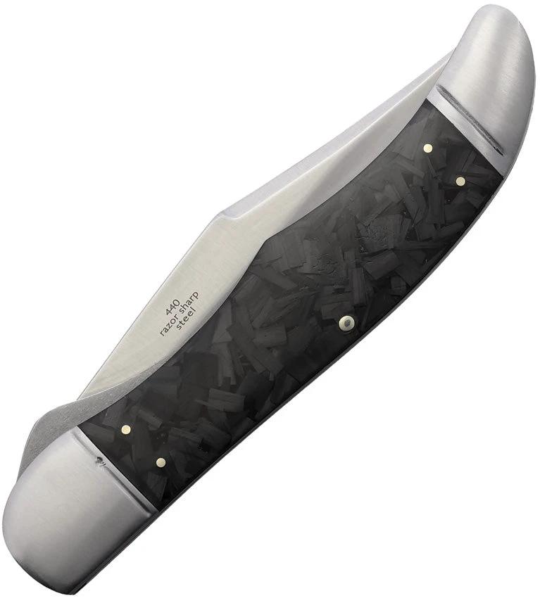 Rough Rider Folding Hunter Midnight Ice Knife For Collectors With Satin Locking Blade And Shredded Carbon Fiber Handle by Rough Rider