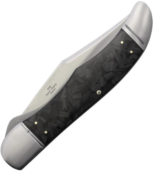 Rough Rider Folding Hunter Midnight Ice Knife For Collectors With Satin Locking Blade And Shredded Carbon Fiber Handle by Rough Rider