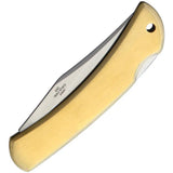Rough Rider Brass Lockback Pocket Knife - 2.13in Satin Clip Point Blade, Brushed Brass Handle for EDC Collectors by Rough Rider