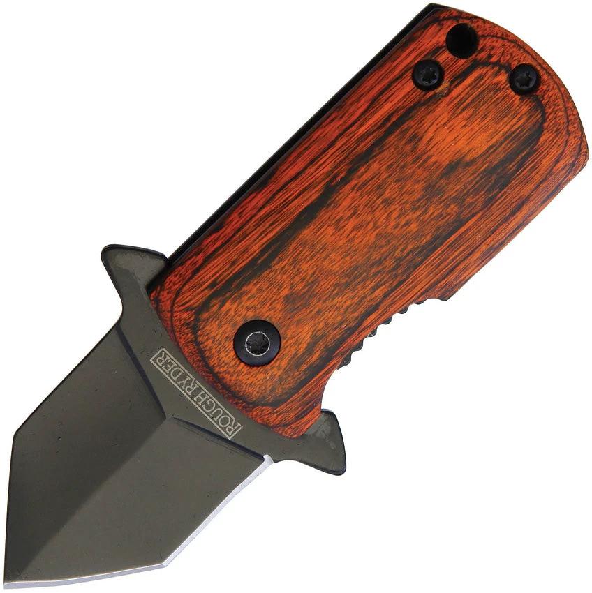 Rough Rider Framelock Assisted Opening Knife With Wood Handle Tanto Blade For EDC Enthusiasts by Rough Rider