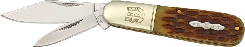 Rough Rider Barlow Knife Amber Jigged Bone Handle With Stainless Clip And Pen Blades KB211 For Collectors by Rough Rider