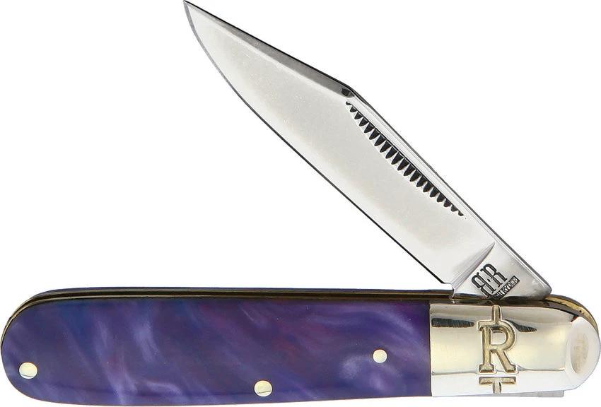 Rough Rider Purple Swirl Small Barlow Knife 2.88 Inch Closed For Collectors Mirror Clip Blade Nickel Silver Bolsters by Rough Rider