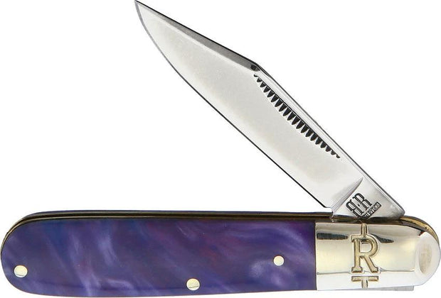 Rough Rider Purple Swirl Small Barlow Knife 2.88 Inch Closed For Collectors Mirror Clip Blade Nickel Silver Bolsters by Rough Rider