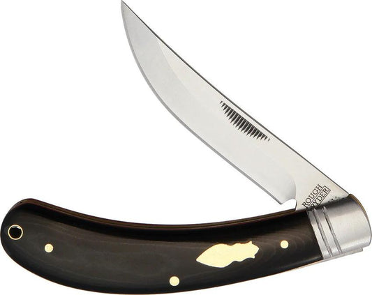 Rough Rider Bow Trapper Knife T10 Satin High Speed Tool Steel Blades Black Micarta Handle For Outdoor EDC Enthusiasts by Rough Rider