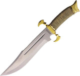 Rough Rider Wire Wrapped Bowie Knife RR2206 For Knife Collectors With Gold Wire Wrapped Handle And Satin 10.25in Blade by Rough Rider