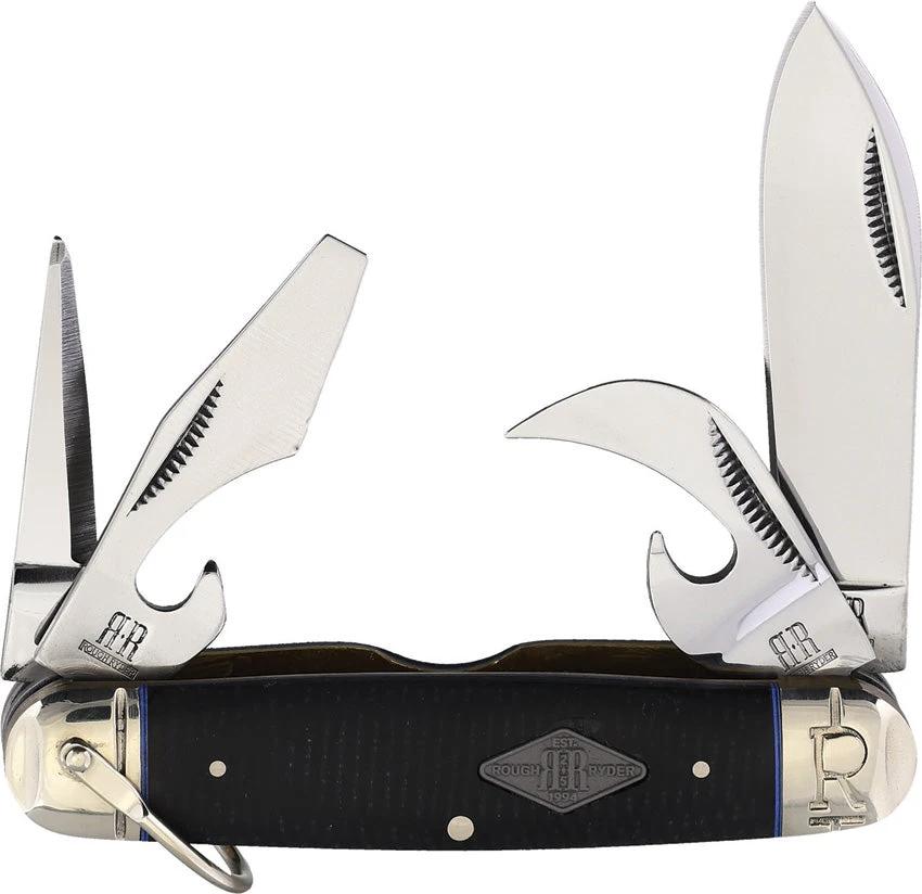 Rough Rider Scout Knife Black Micarta 3.63in Closed Premium EDC Tool With Bottle Opener Kit by Rough Rider