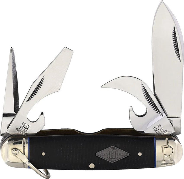 Rough Rider Scout Knife Black Micarta 3.63in Closed Premium EDC Tool With Bottle Opener Kit by Rough Rider