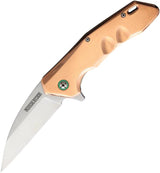 Rough Rider Copper Linerlock Folding Knife for EDC and Collectors 5in Closed D2 Satin Wharncliffe Blade Copper Handle by Rough Rider