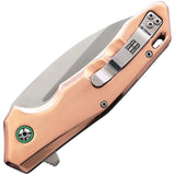 Rough Rider Copper Linerlock Folding Knife for EDC and Collectors 5in Closed D2 Satin Wharncliffe Blade Copper Handle by Rough Rider