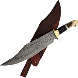 Rough Rider Damascus Bowie Knife - 14-Inch Blade Full Tang Stag Pakkawood Handle With Leather Sheath For Outdoorsmen by Rough Rider