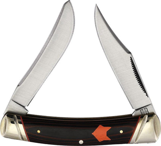 Rough Rider Desert Fox Folding Knife 3.5 Inch Satin Spey Blades With Black Orange Micarta Handle For Collectors by Rough Rider