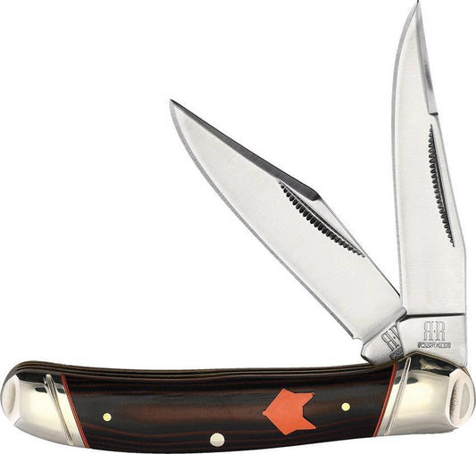 Rough Rider Desert Fox Copperhead Pocket Knife Premium 3.75 Inch Closed Satin Clip Micarta Handle For Collectors by Rough Rider