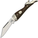 Rough Rider Leg Knife Satin Clip Blade 3.25in Brown Burlap Micarta Handle - Compact Folding EDC For Outdoor Use by Rough Rider