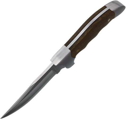 Rough Rider Tater Skin Outdoors KE19 Fixed Blade Knife 9 Inch Satin Clip Point Tang Micarta Handle With Nylon Sheath by Rough Rider