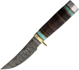 Rough Rider Skinner RR2389 Rugged Damascus Blade Outdoor Hunting Knife With Turquoise Leather Handle by Rough Rider
