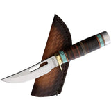 Rough Rider Skinner RR2390 Hunting Knife Satin Stainless Blade Turquoise Handle Rugged Leather Sheath by Rough Rider